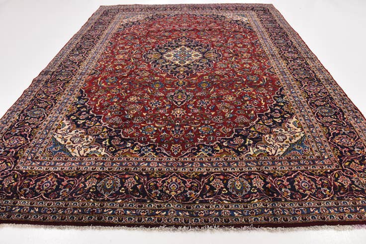 Detail image of 10' x 12' 10 Hand Knotted Kashan Persian Wool Rug