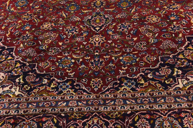 Detail image of 10' x 12' 10 Hand Knotted Kashan Persian Wool Rug