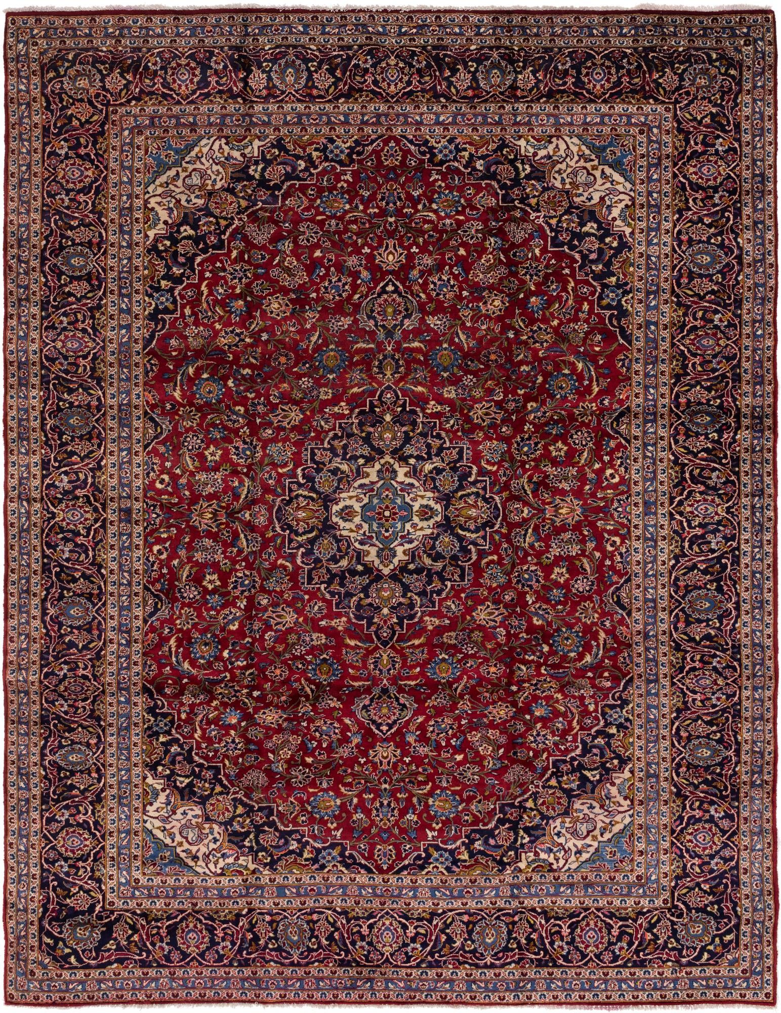 10' x 12' 10 Hand Knotted Kashan Persian Wool Rug