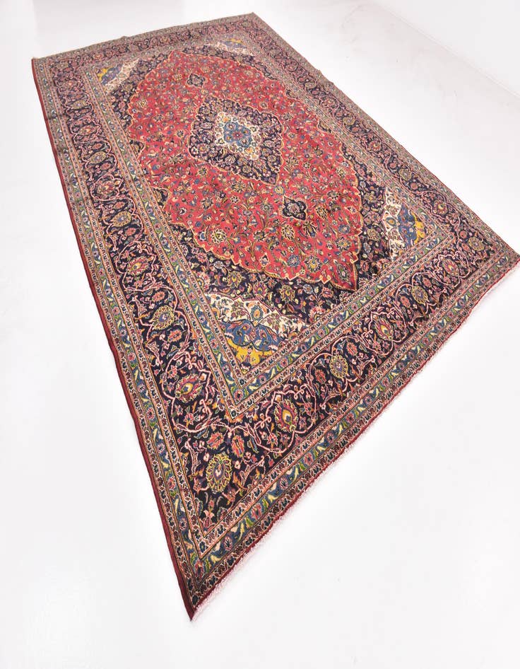 Detail image of 9' 6 x 12' 8 Hand Knotted Kashan Persian Wool Rug