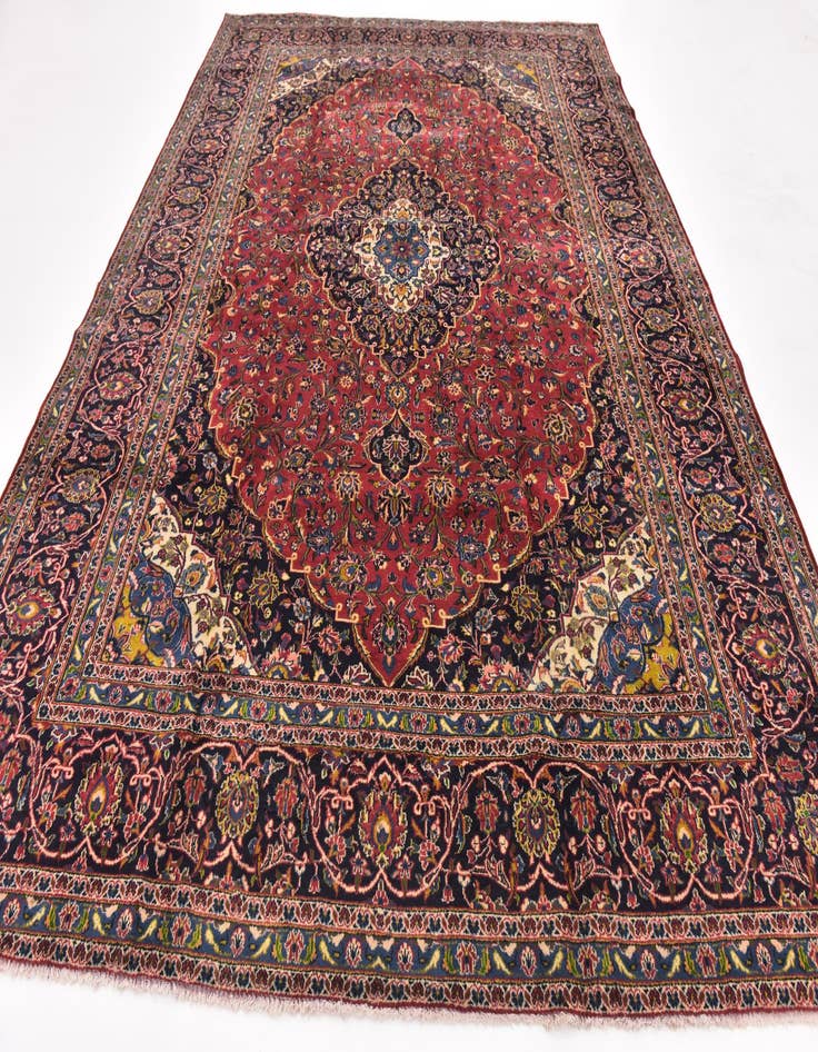 Detail image of 9' 6 x 12' 8 Hand Knotted Kashan Persian Wool Rug