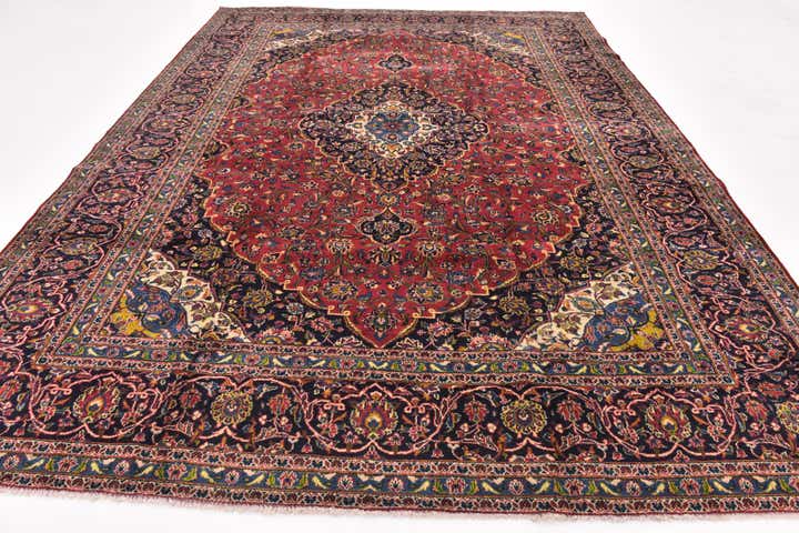 9' 6 x 12' 8 Hand Knotted Kashan Persian Wool Rug