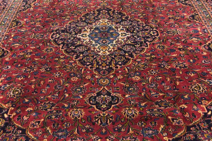 9' 6 x 12' 8 Hand Knotted Kashan Persian Wool Rug