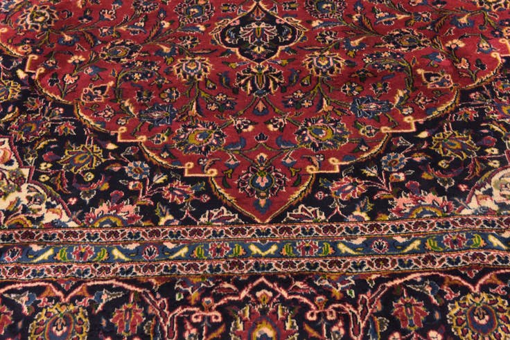 Detail image of 9' 6 x 12' 8 Hand Knotted Kashan Persian Wool Rug