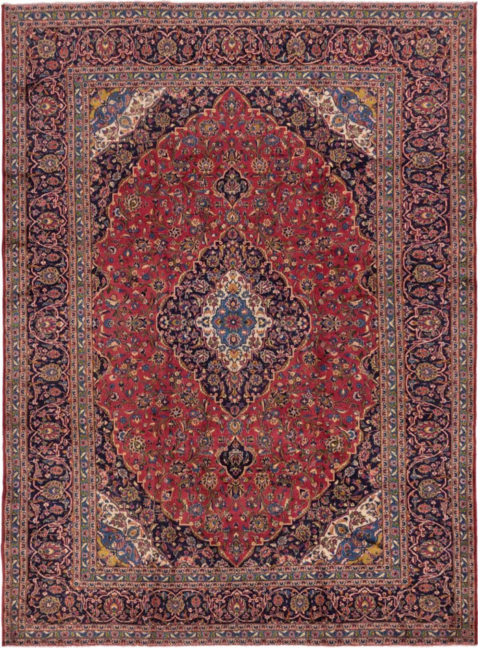 Detail image of 9' 6 x 12' 8 Hand Knotted Kashan Persian Wool Rug