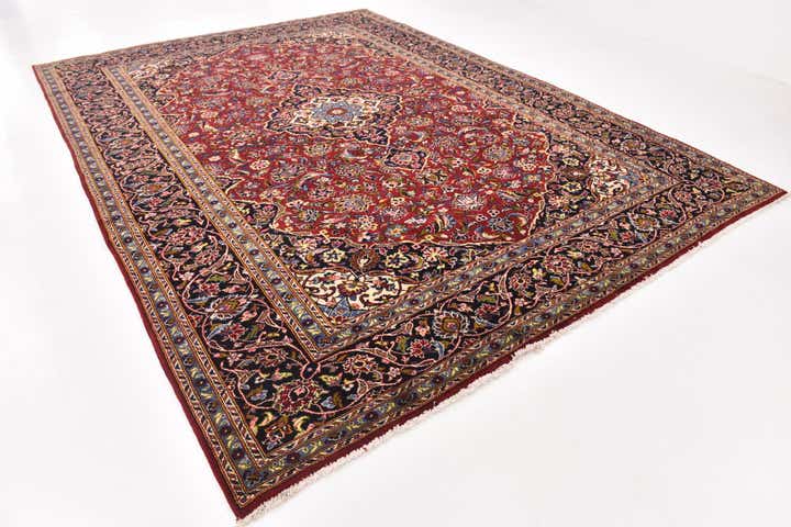 9' 6 x 13' Hand Knotted Kashan Persian Wool Rug