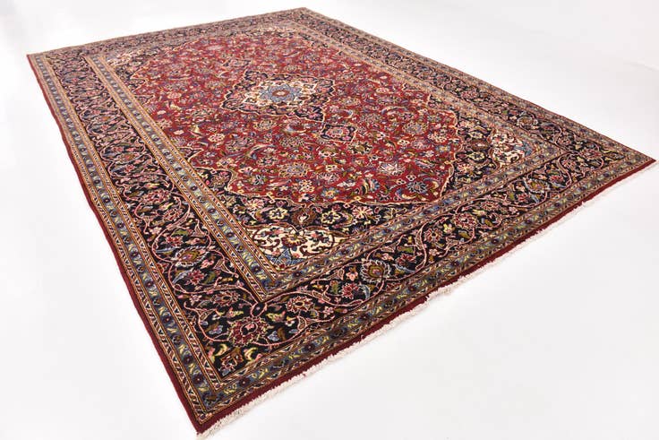 Detail image of 9' 6 x 13' Hand Knotted Kashan Persian Wool Rug