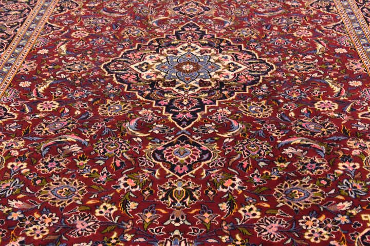 9' 6 x 13' Hand Knotted Kashan Persian Wool Rug