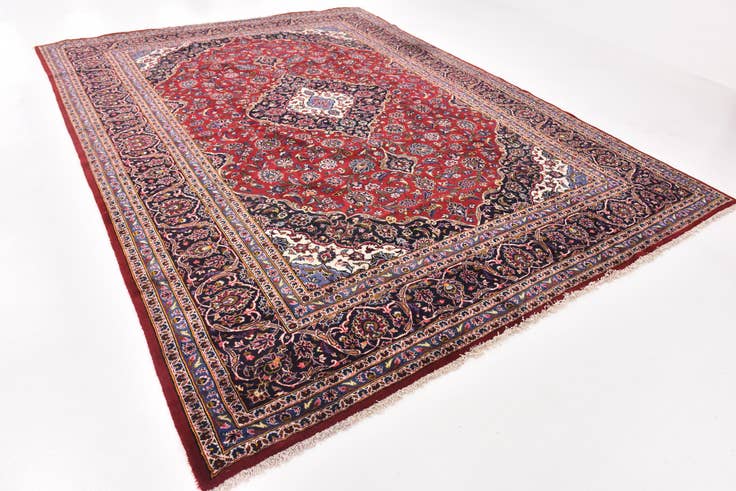 Detail image of 9' 8 x 13' Hand Knotted Kashan Persian Wool Rug