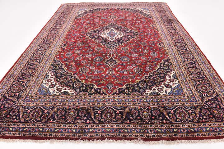 9' 8 x 13' Hand Knotted Kashan Persian Wool Rug