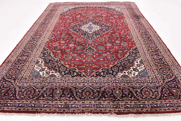 Detail image of 9' 8 x 13' Hand Knotted Kashan Persian Wool Rug