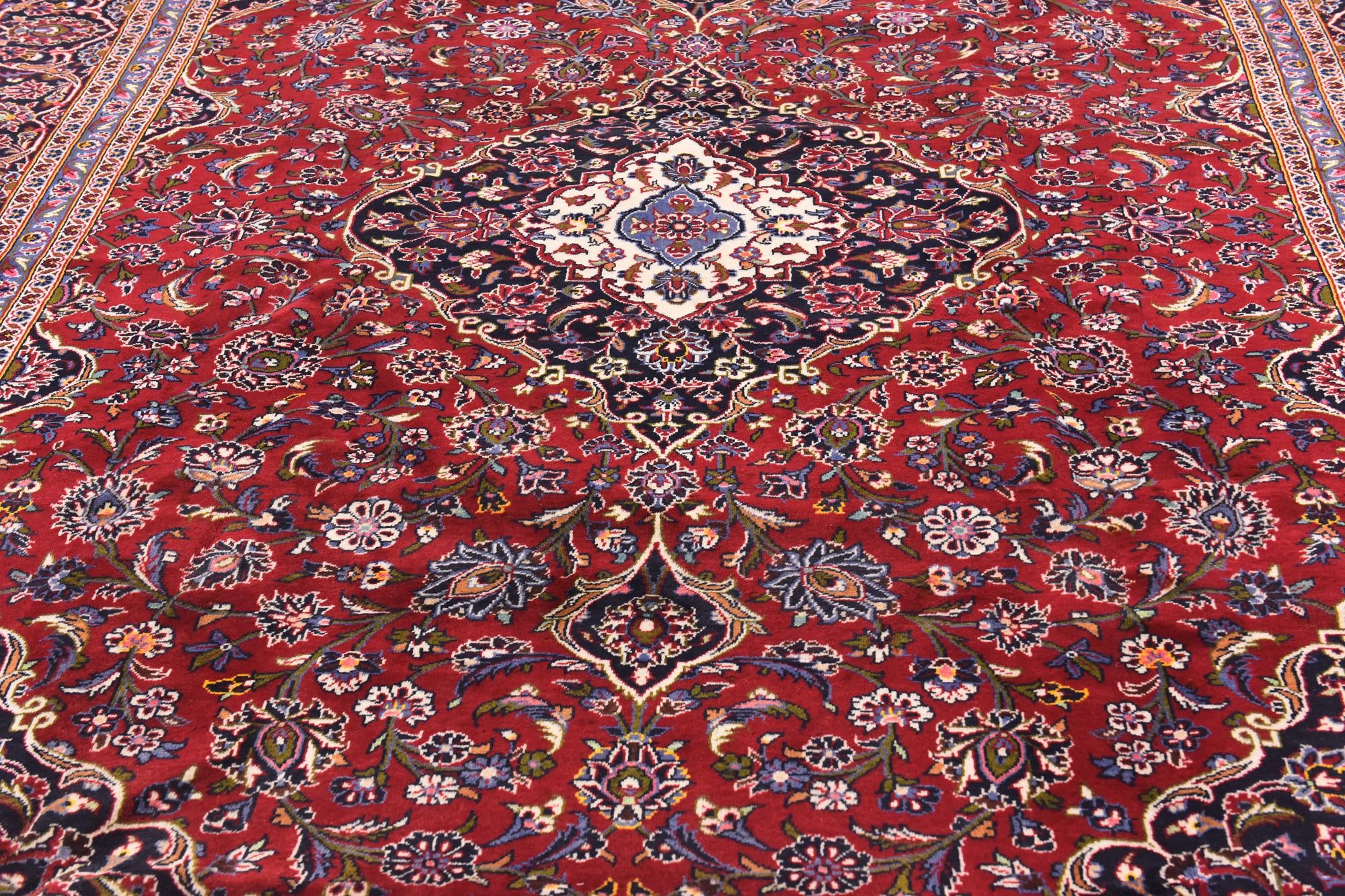 9' 8 x 13' Hand Knotted Kashan Persian Wool Rug