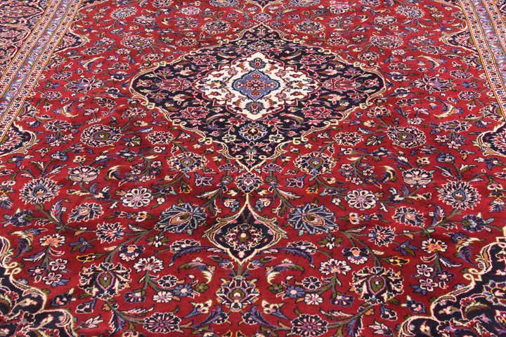 9' 8 x 13' Hand Knotted Kashan Persian Wool Rug