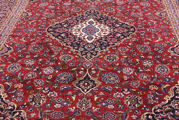 Detail image of 9' 8 x 13' Hand Knotted Kashan Persian Wool Rug