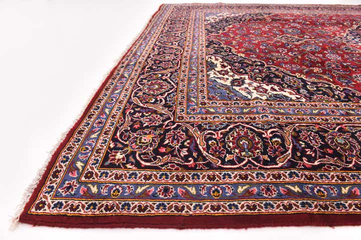 9' 8 x 13' Hand Knotted Kashan Persian Wool Rug