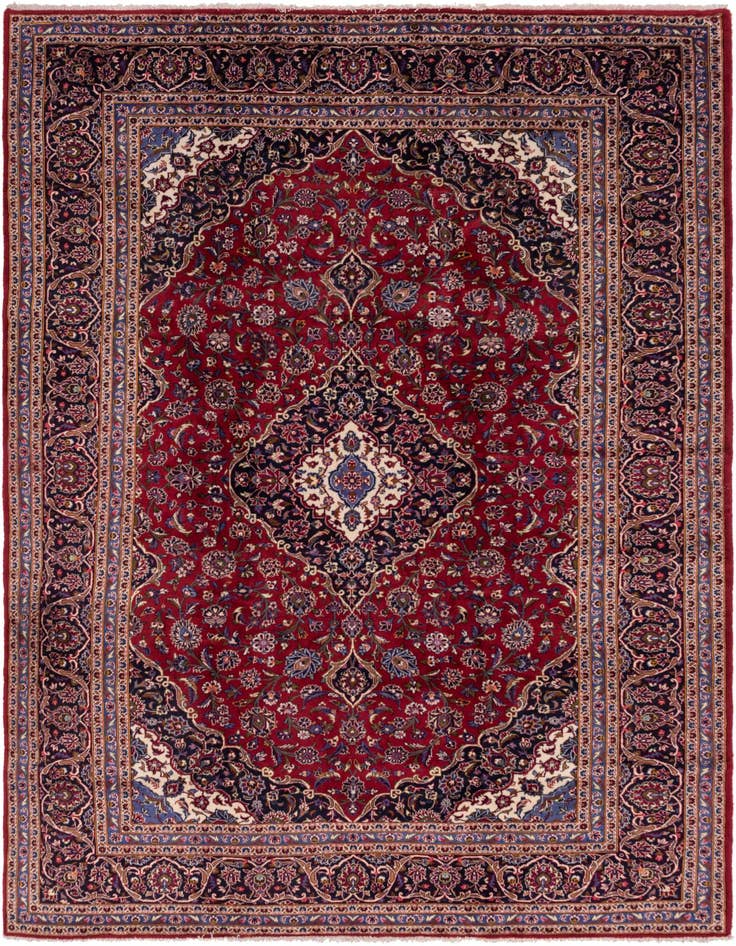 Detail image of 9' 8 x 13' Hand Knotted Kashan Persian Wool Rug