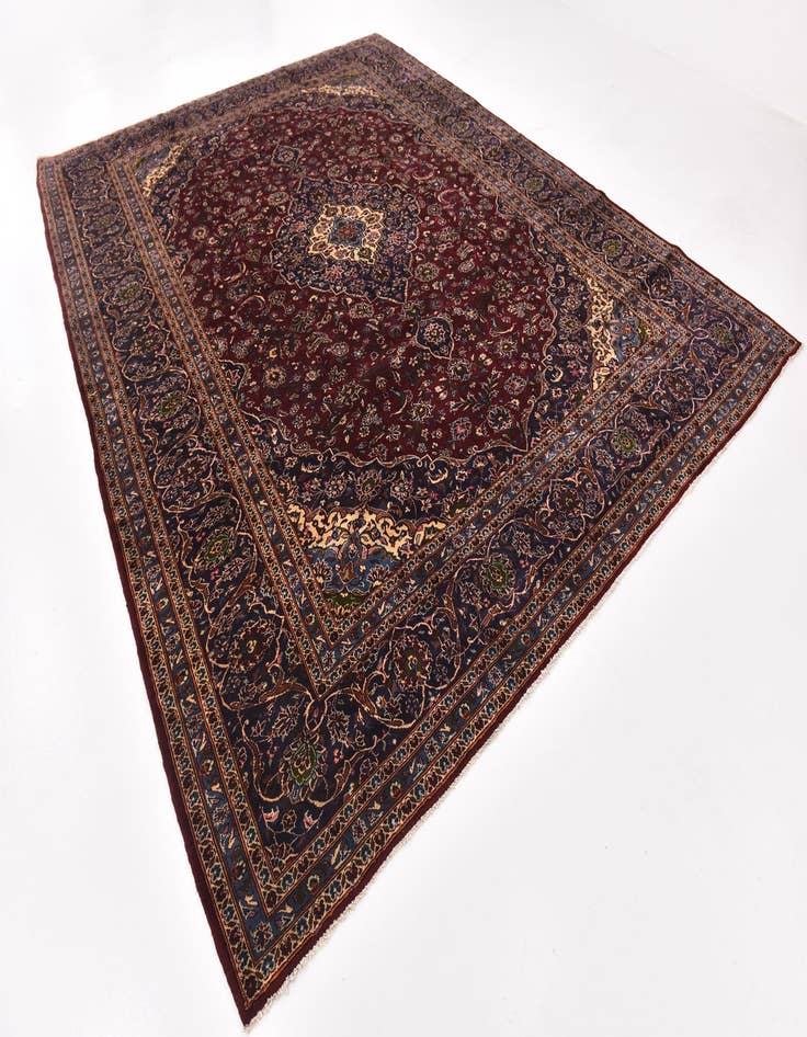 Detail image of 9' 10 x 13'  Hand Knotted Kashan Persian Wool Rug