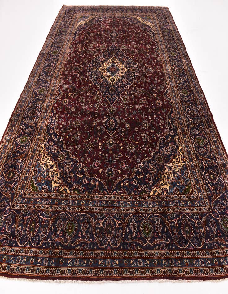 Detail image of 9' 10 x 13'  Hand Knotted Kashan Persian Wool Rug