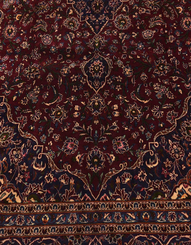 Detail image of 9' 10 x 13'  Hand Knotted Kashan Persian Wool Rug