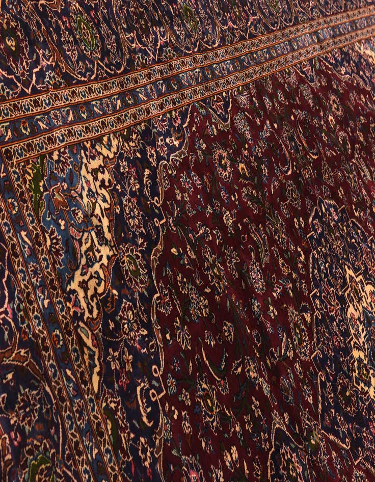 Detail image of 9' 10 x 13'  Hand Knotted Kashan Persian Wool Rug