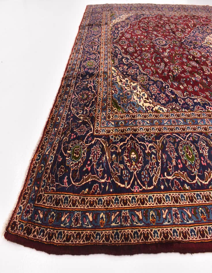 Detail image of 9' 10 x 13'  Hand Knotted Kashan Persian Wool Rug