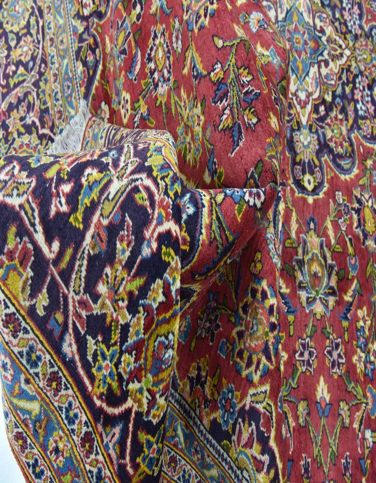 Detail image of 9' 10 x 13' 3  Hand Knotted Kashan Persian Wool Rug