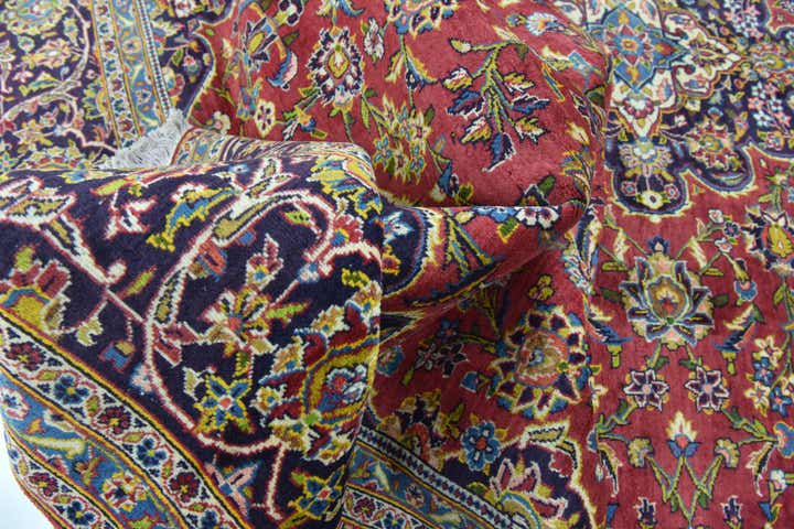 9' 10 x 13' 3 Hand Knotted Kashan Persian Wool Rug
