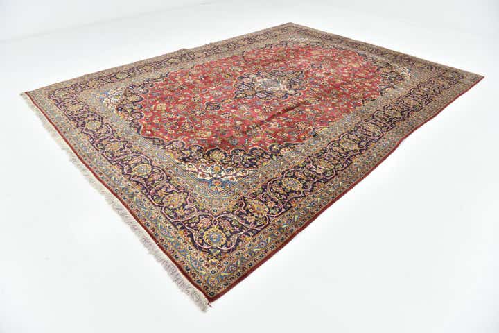 9' 10 x 13' 3 Hand Knotted Kashan Persian Wool Rug