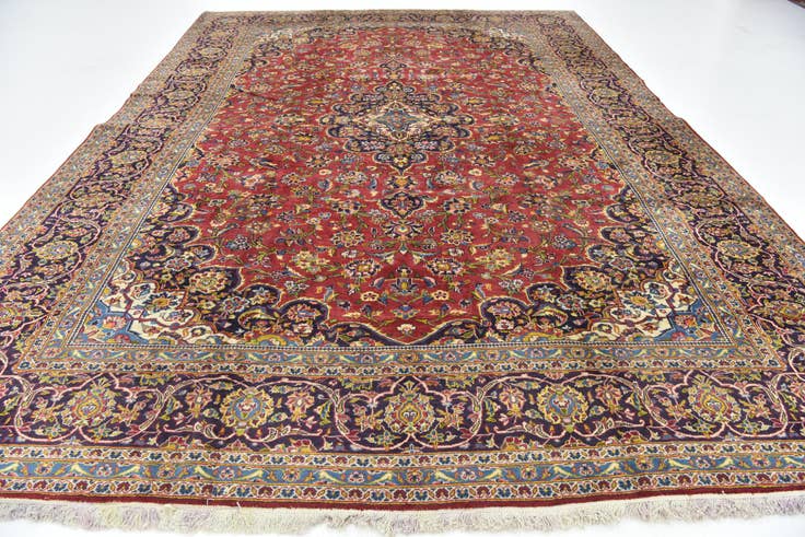 Detail image of 9' 10 x 13' 3 Hand Knotted Kashan Persian Wool Rug