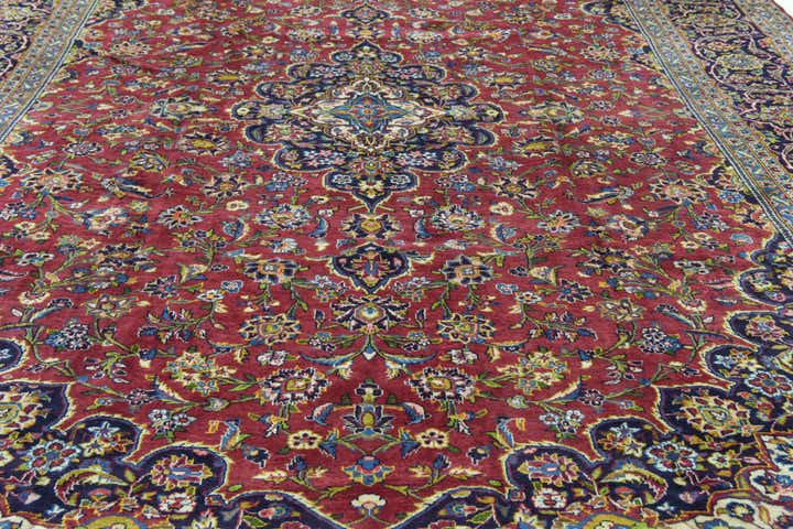9' 10 x 13' 3 Hand Knotted Kashan Persian Wool Rug