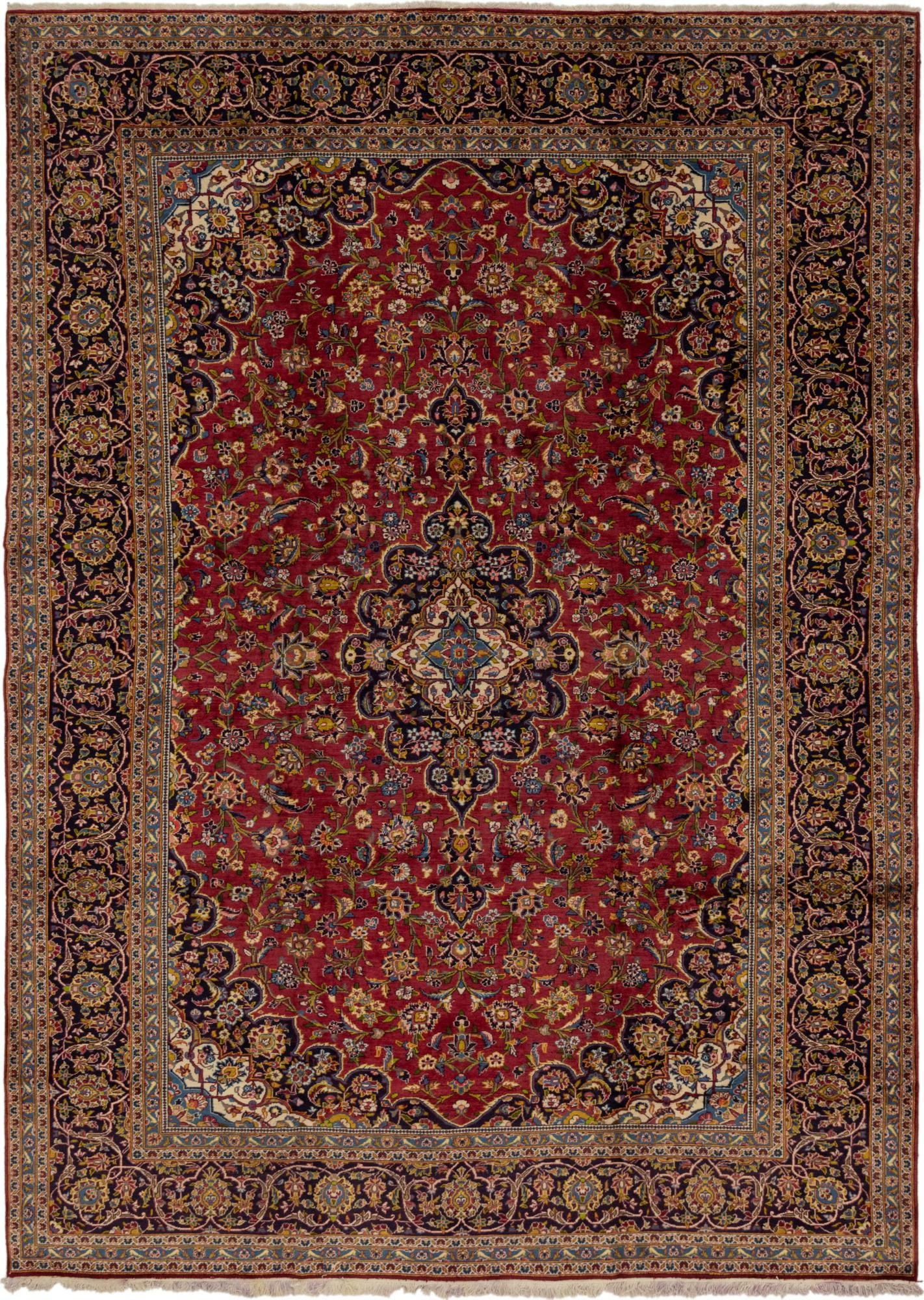 9' 10 x 13' 3 Hand Knotted Kashan Persian Wool Rug