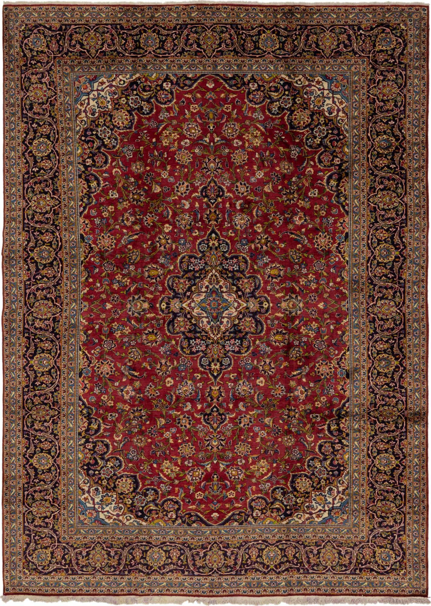 9' 10 x 13' 3 Hand Knotted Kashan Persian Wool Rug