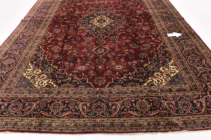 9' 7 x 13' 2 Hand Knotted Kashan Persian Wool Rug