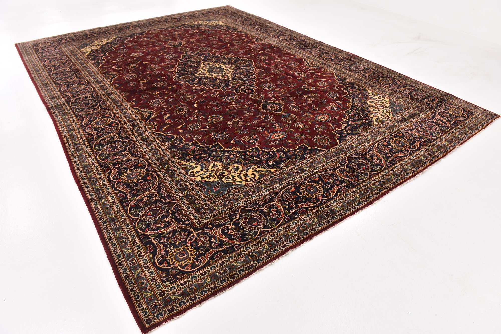 9' 7 x 13' 2 Hand Knotted Kashan Persian Wool Rug
