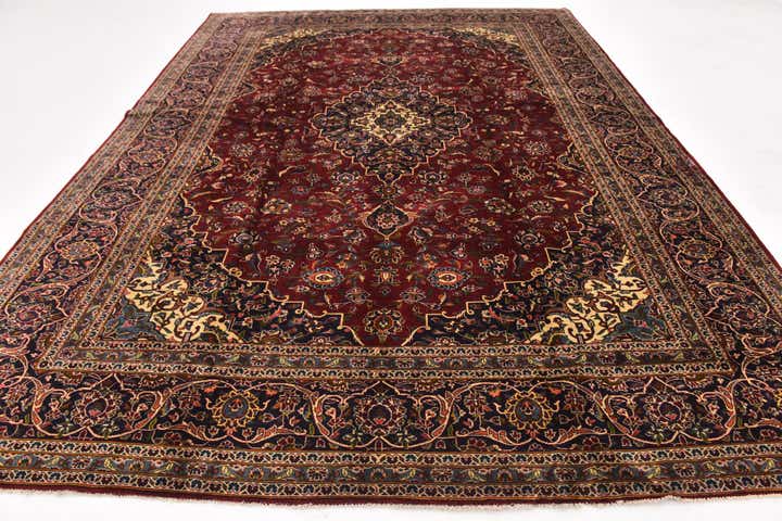 9' 7 x 13' 2 Hand Knotted Kashan Persian Wool Rug