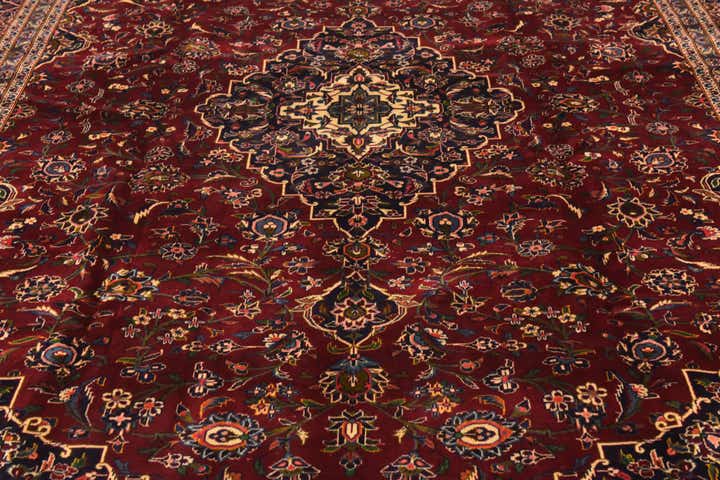9' 7 x 13' 2 Hand Knotted Kashan Persian Wool Rug