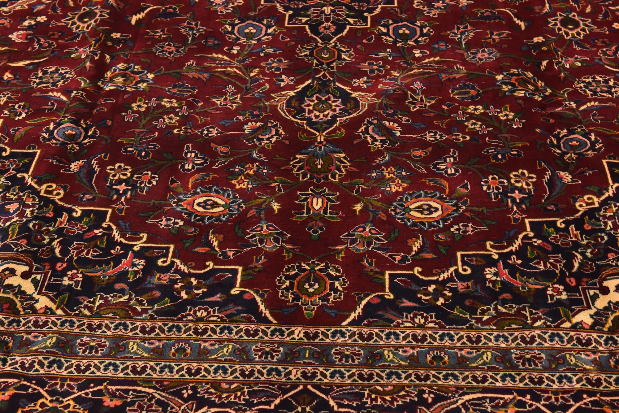 9' 7 x 13' 2 Hand Knotted Kashan Persian Wool Rug