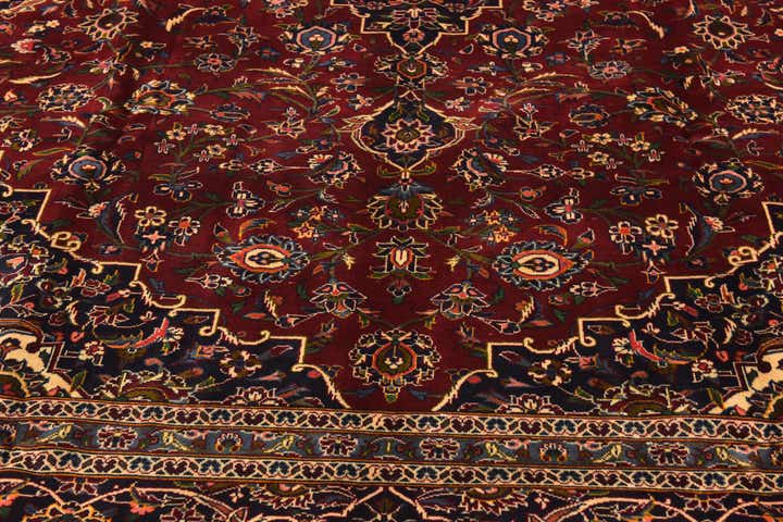 9' 7 x 13' 2 Hand Knotted Kashan Persian Wool Rug