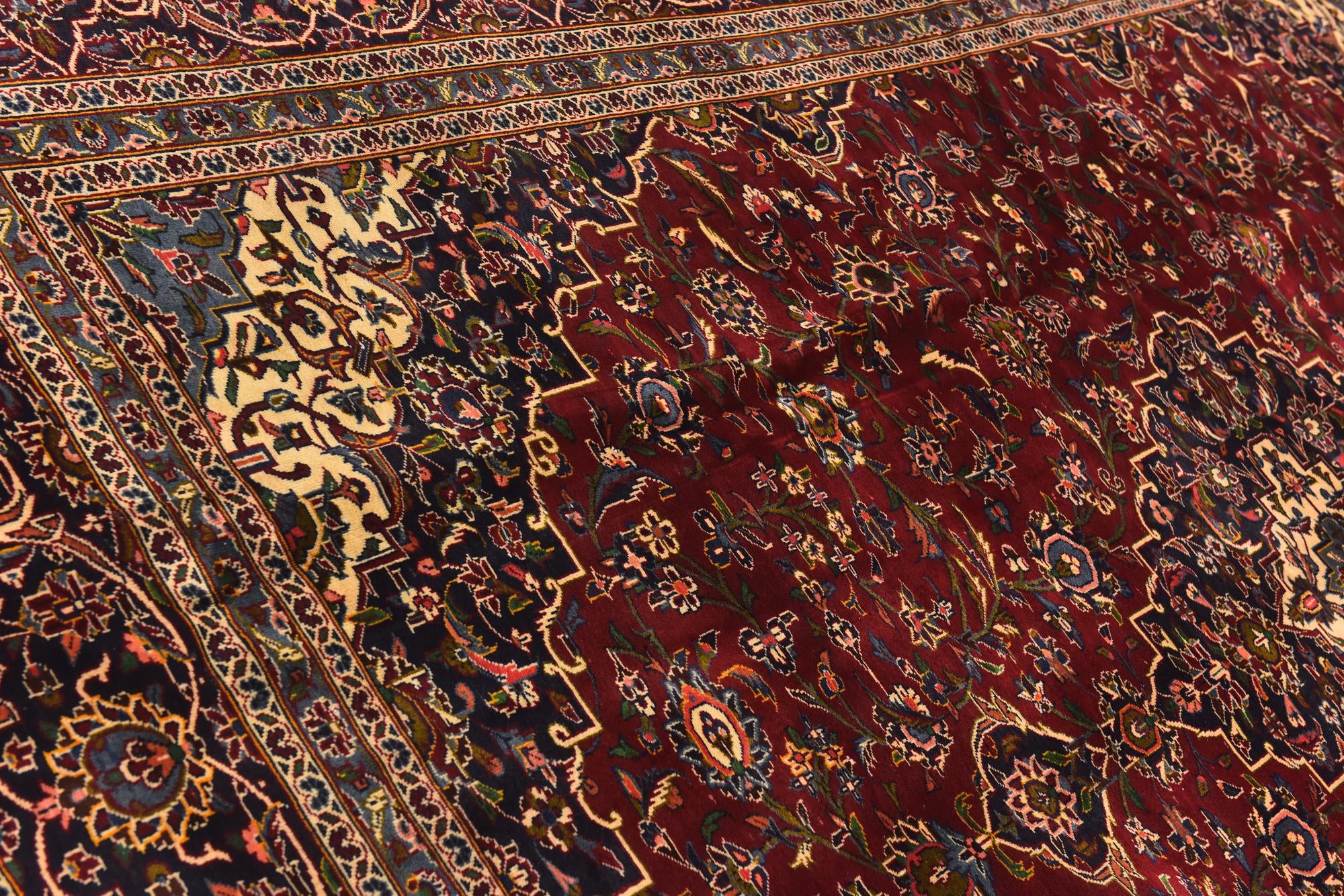9' 7 x 13' 2 Hand Knotted Kashan Persian Wool Rug