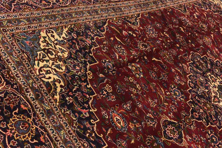 9' 7 x 13' 2 Hand Knotted Kashan Persian Wool Rug