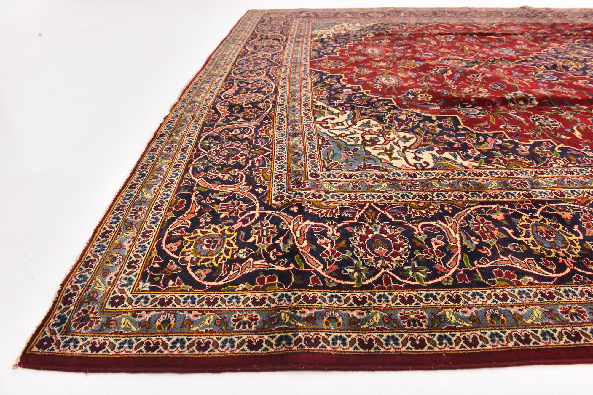 9' 7 x 13' 2 Hand Knotted Kashan Persian Wool Rug
