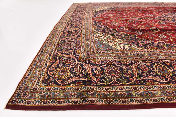 9' 7 x 13' 2 Hand Knotted Kashan Persian Wool Rug