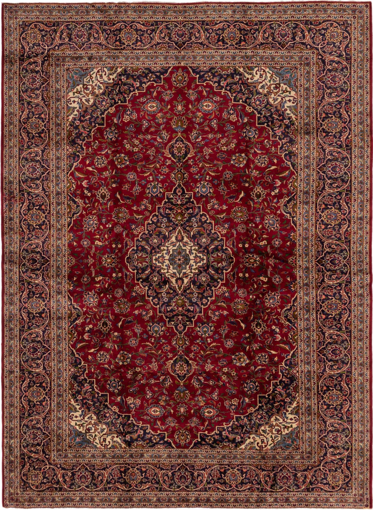 9' 7 x 13' 2 Hand Knotted Kashan Persian Wool Rug