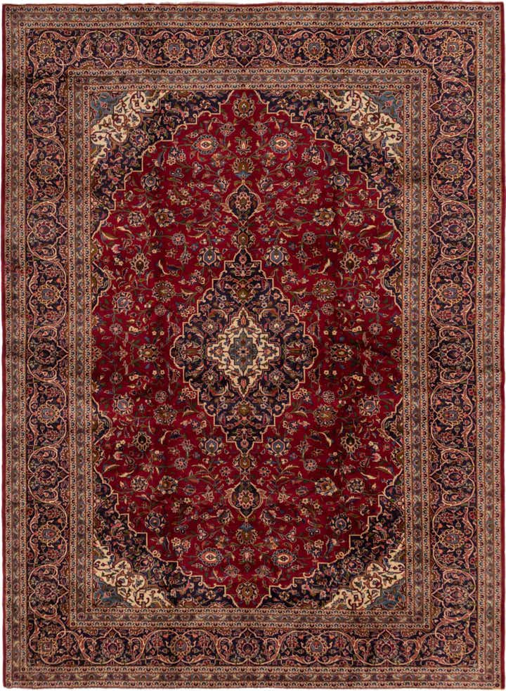 9' 7 x 13' 2 Hand Knotted Kashan Persian Wool Rug
