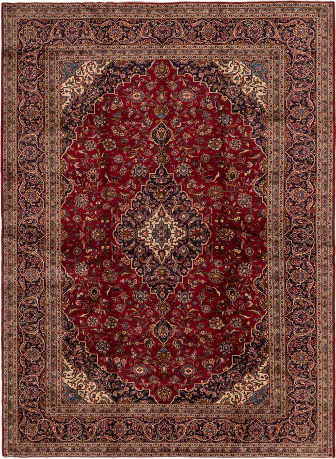 Detail image of 9' 7 x 13' 2 Hand Knotted Kashan Persian Wool Rug