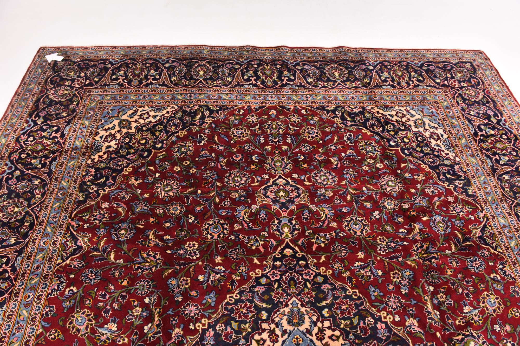 10' x 12' 9 Hand Knotted Kashan Persian Wool Rug