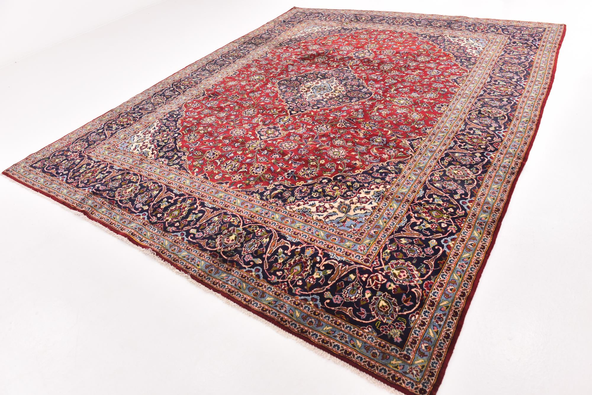 10' x 12' 9 Hand Knotted Kashan Persian Wool Rug