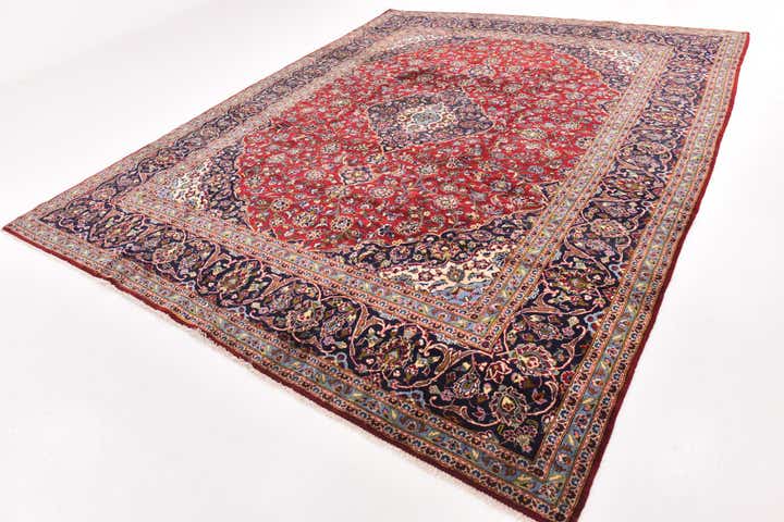10' x 12' 9 Hand Knotted Kashan Persian Wool Rug