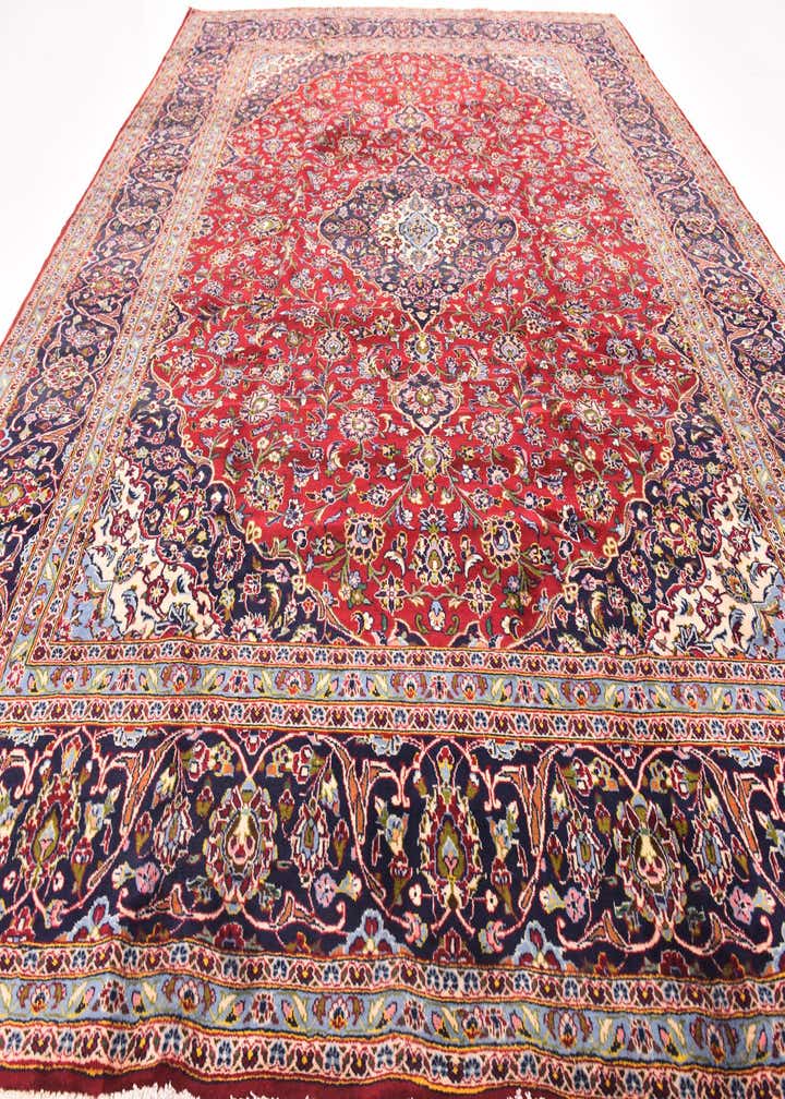 10' x 12' 9 Hand Knotted Kashan Persian Wool Rug