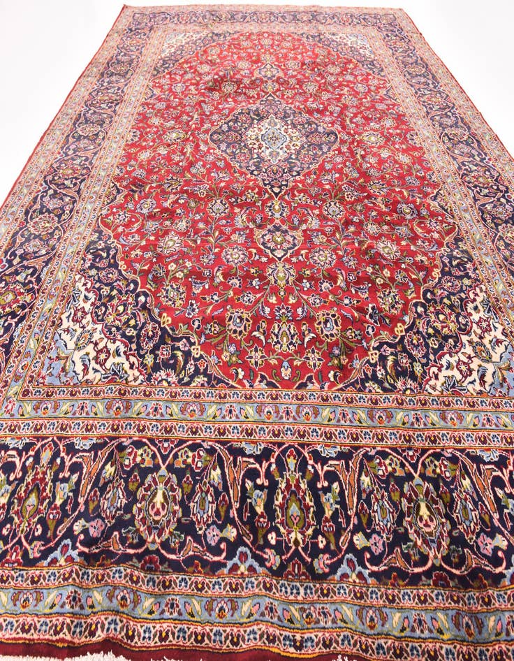 Detail image of 10' x 12' 9 Hand Knotted Kashan Persian Wool Rug